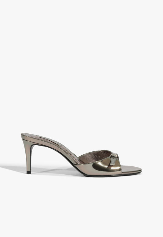 Jane Mule Sandal Winter 24 5 Silver Specchio Leather - Schutz Shoes