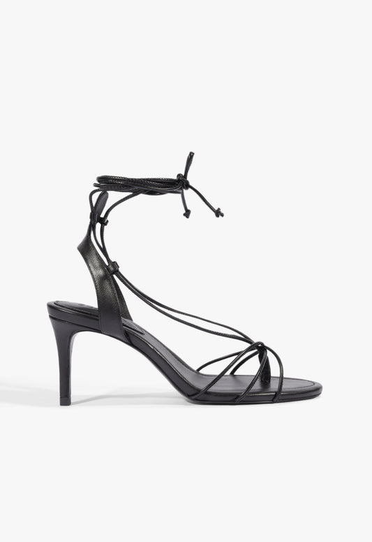 Demetria Mid Leather Sandal 5 Black Patent - Schutz Shoes