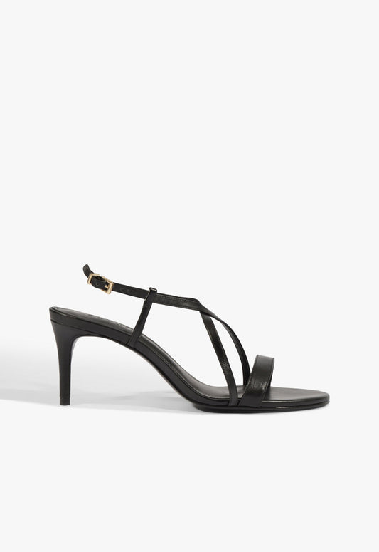 Avaline Leather Stiletto Sandal 5 Black Leather - Schutz Shoes
