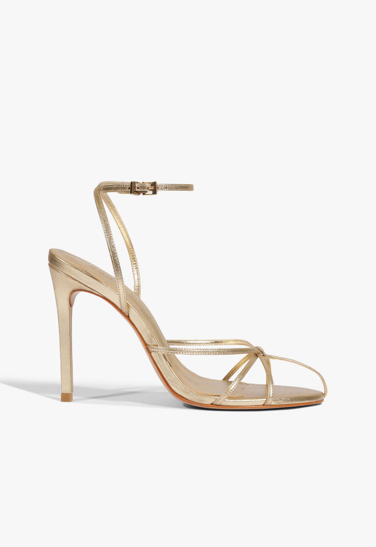 Iris Metallic Leather Caged Sandal 5 Gold Metallic - Schutz Shoes