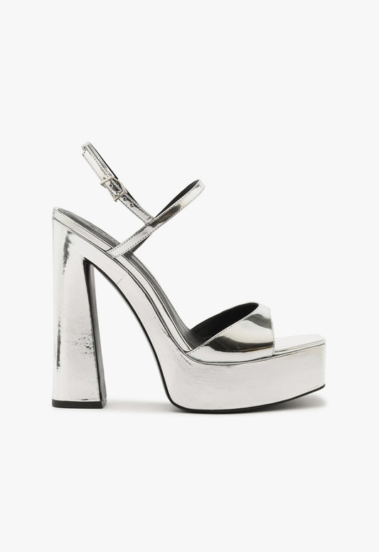 Arlene Platform Sandal Sandals Winter 24 5 Silver Specchio Leather - Schutz Shoes