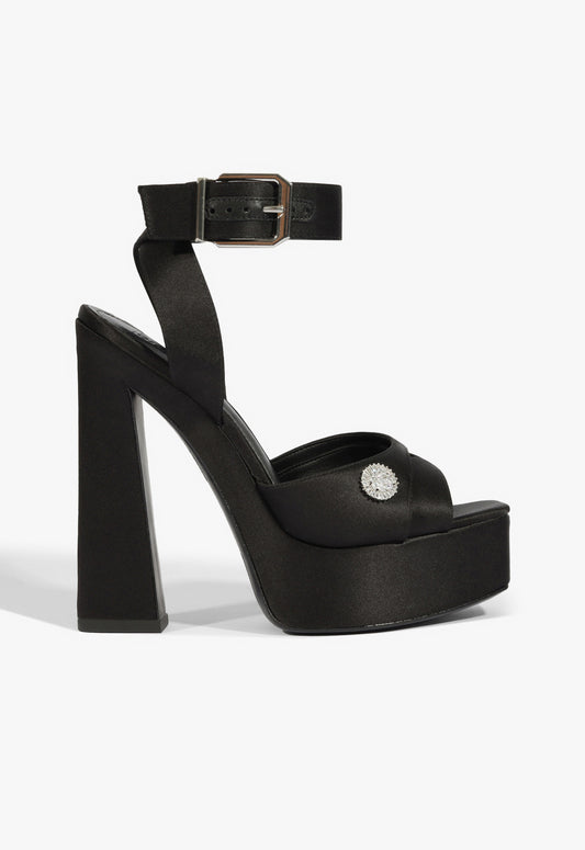 Heidi Platform Sandal Winter 24 5 Black Satin - Schutz Shoes