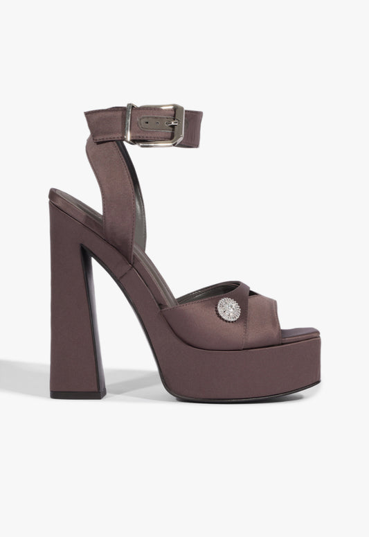 Heidi Platform Sandal Sandals Winter 24 5 Dark Grey Satin - Schutz Shoes