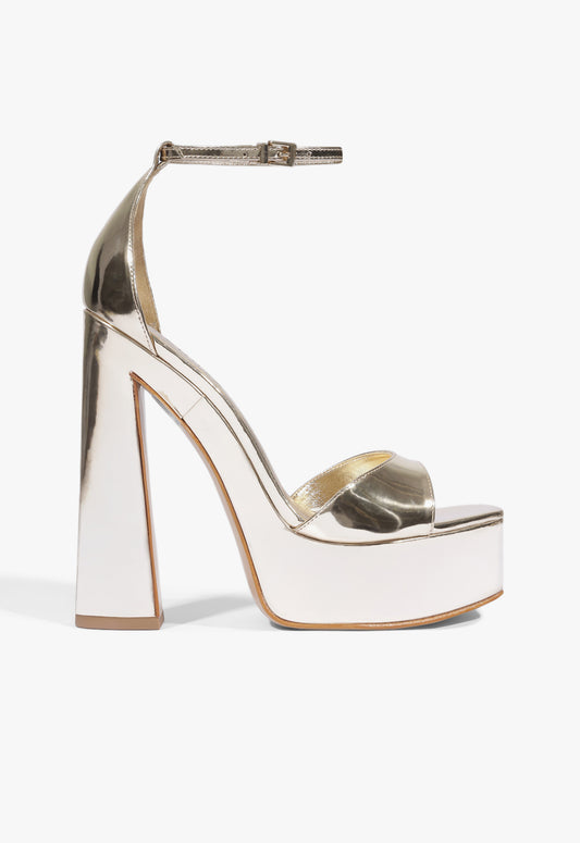 Tate Platform Metallic Sandal Fall 25 5 Platinum Metallic - Schutz Shoes