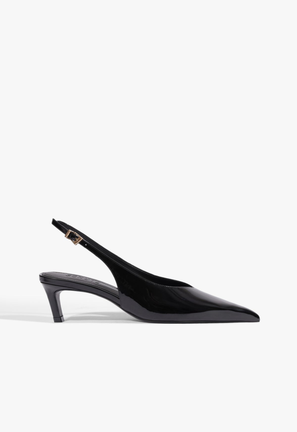 Alicia Sling Mid Patent Pump 5 Black Patent - Schutz Shoes