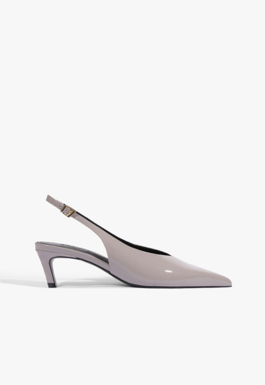 Alicia Sling Mid Patent Pump 5 Blue Gray Patent - Schutz Shoes