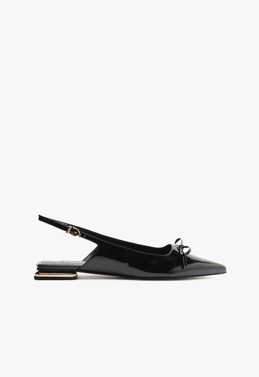 Violetta Sculpt Ballet Flat Winter 24 5 Black / Gold Patent Leather - Schutz Shoes