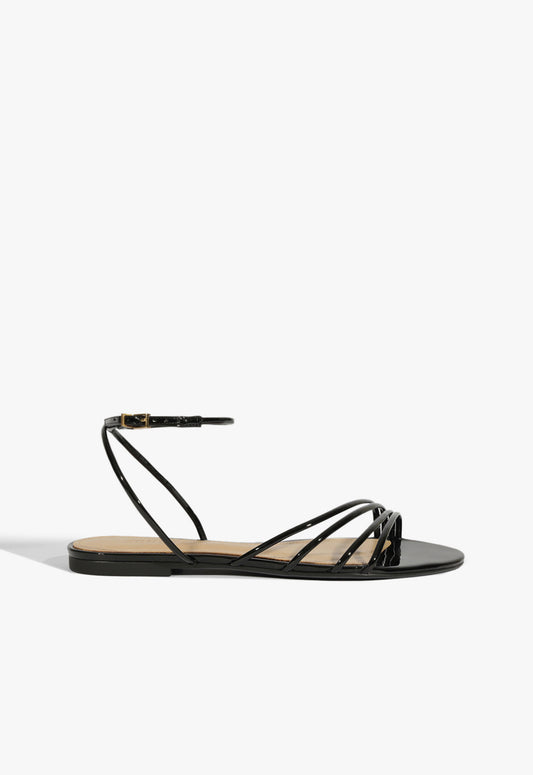 Inez Patent Leather Sandal Flats Spring 25 5 Black Patent - Schutz Shoes