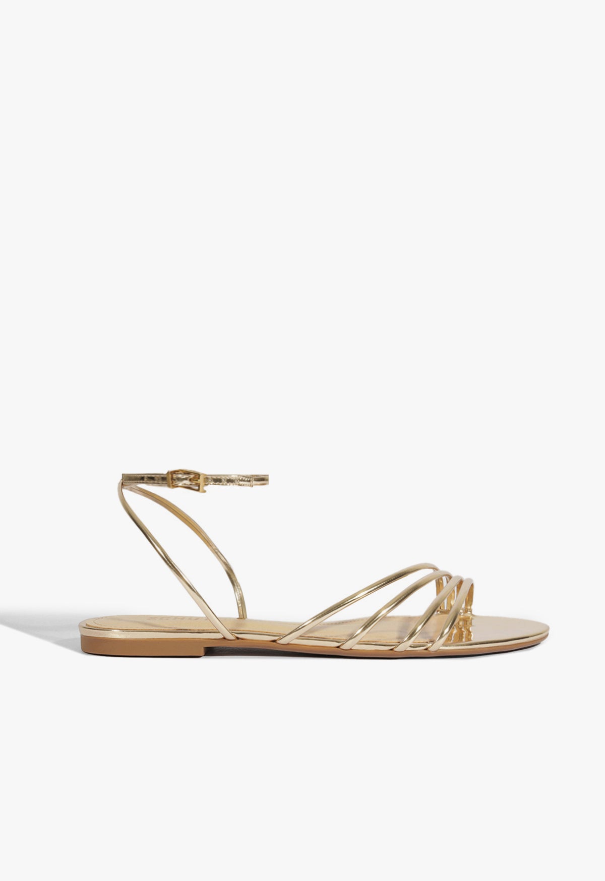 Inez Specchio Leather Sandal Flats Spring 25 5 Gold Metallic - Schutz Shoes