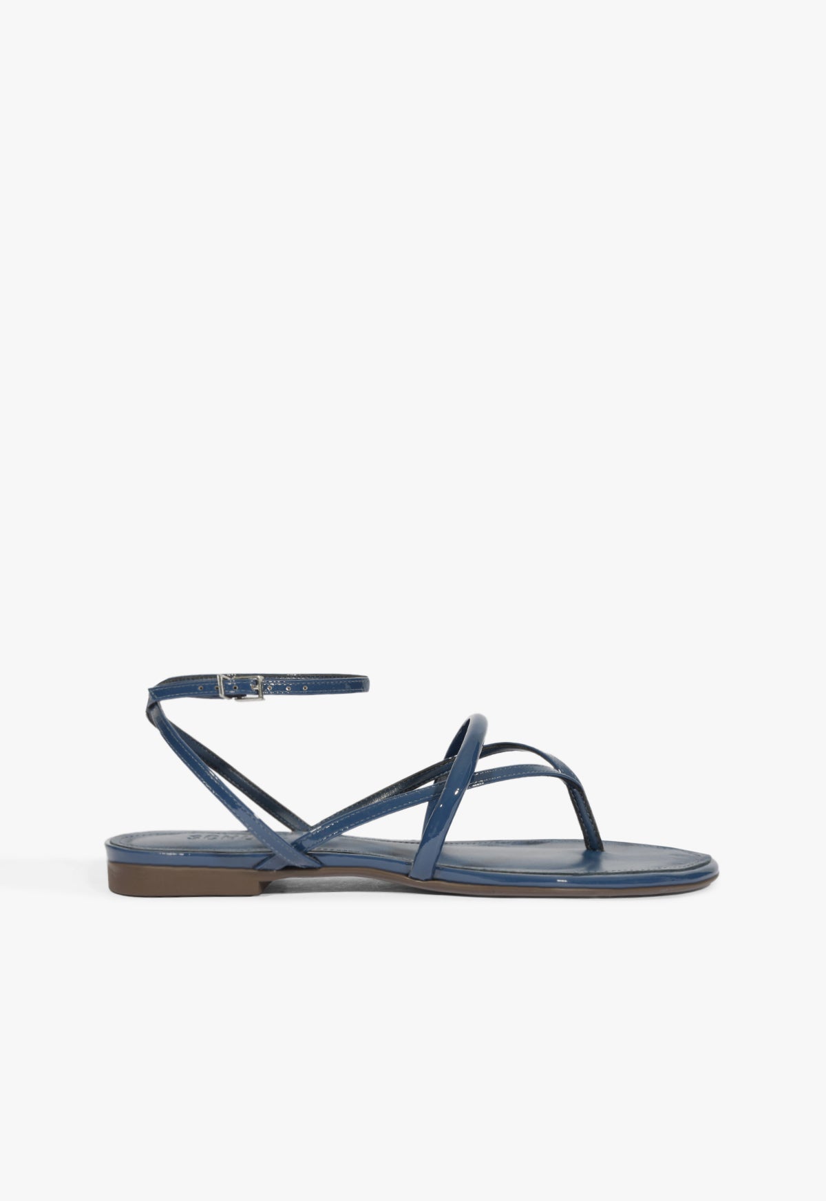 Bally - Patent Blue & Black Thunderbolt Strappy Sandals Sz 10.5 Bally Nyna 45 Tortoiseshell Patent Sandals, Brand Size 35  main image 2