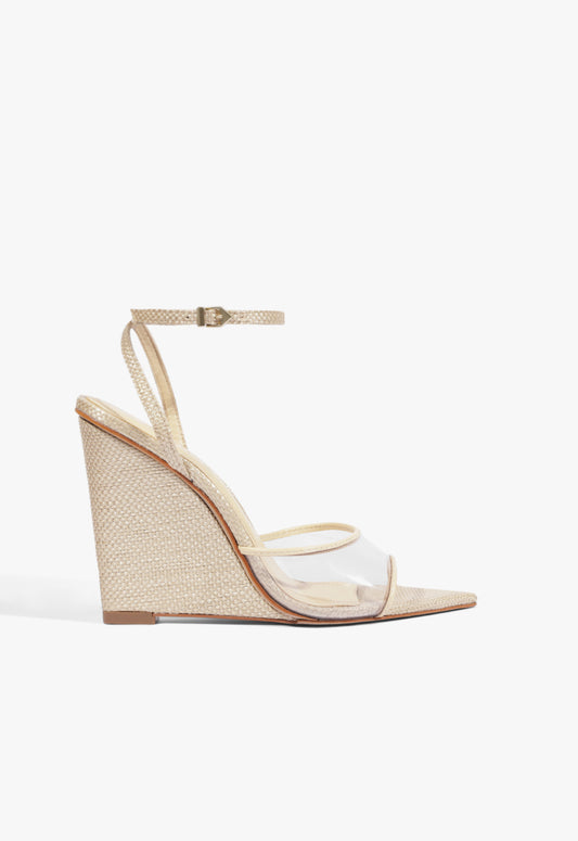 Elodie Vinyl Wedge Sandal 5 Natural Nibs Synthetic - Schutz Shoes