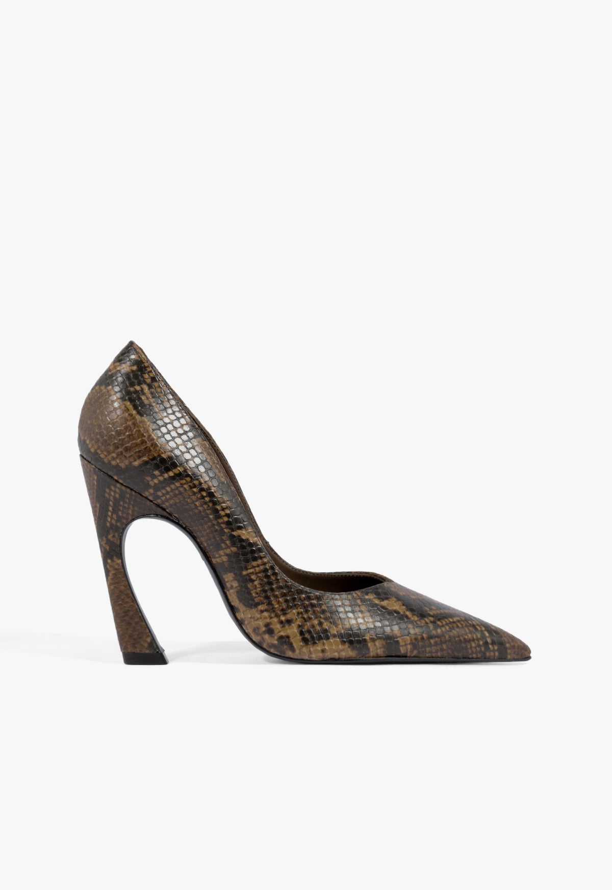 Lexi Leather Pump 5 Pecan Brown Snake - Schutz Shoes