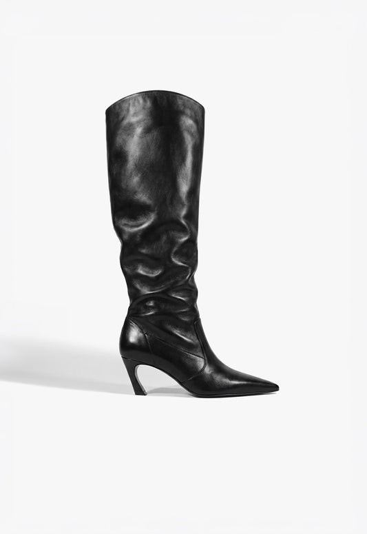 Lexi Mid Slouch Leather Boot 5 Black Leather - Schutz Shoes
