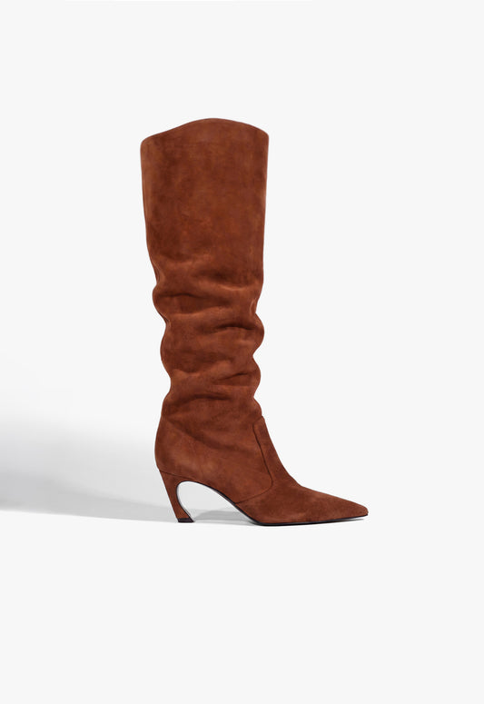 Lexi Mid Slouch Leather Boot 5 Warm Toffee Suede - Schutz Shoes