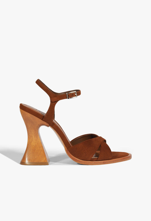 Hilda Curve Suede Sandal Spring 25 5 Brown Suede - Schutz Shoes