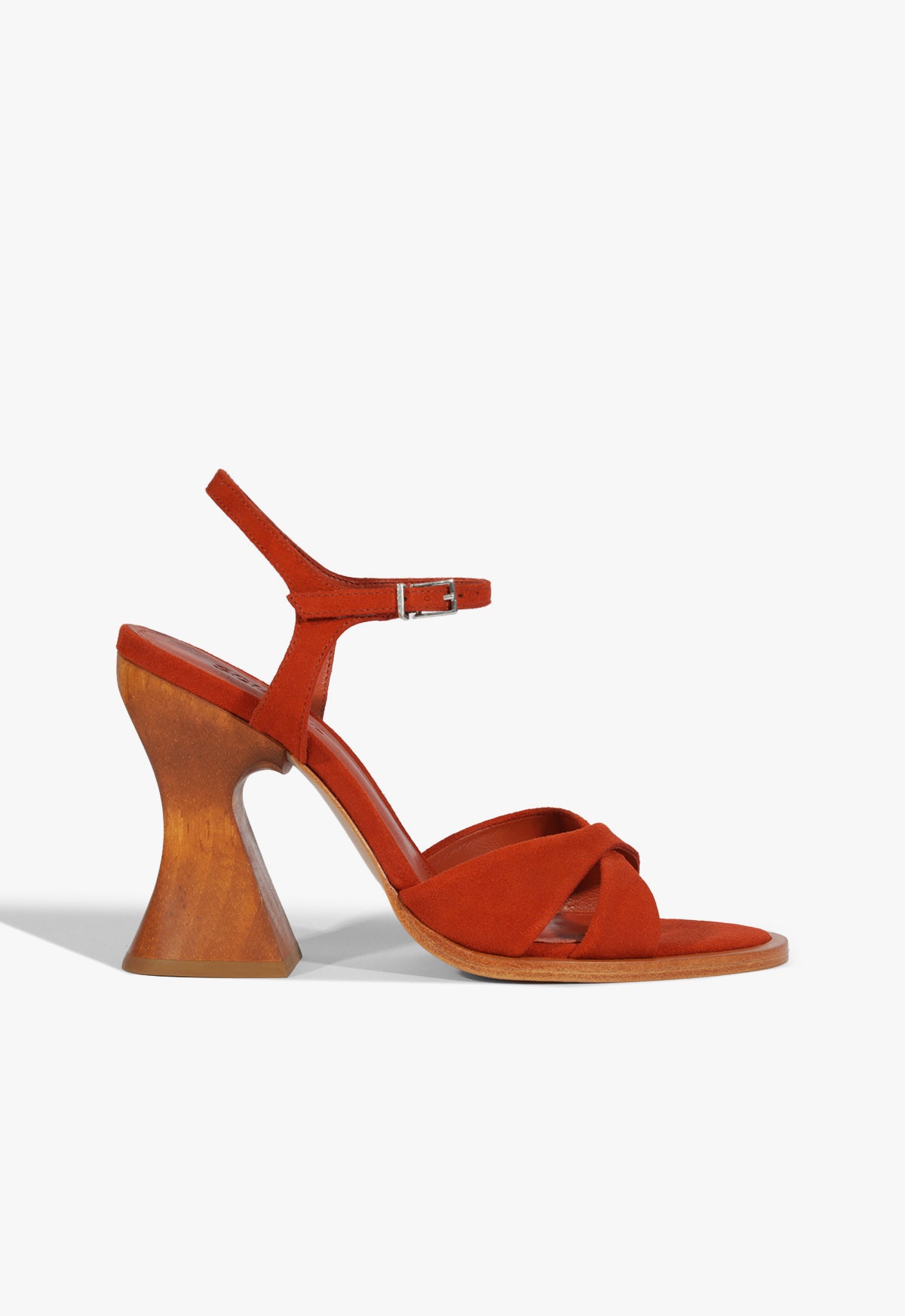 Hilda Curve Suede Sandal Spring 25 5 Orange Suede - Schutz Shoes