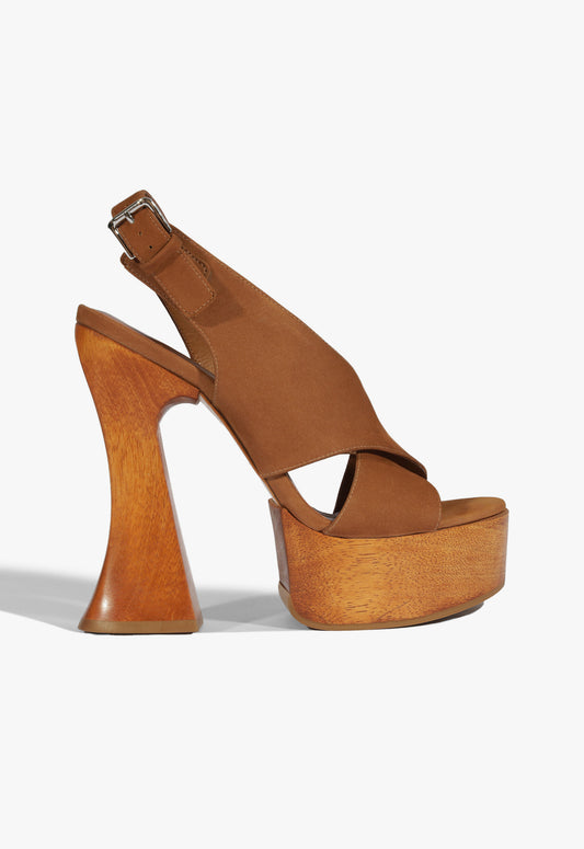 Jennifer Platform Suede Sandal Spring 25 5 Caramel Coffee Suede - Schutz Shoes