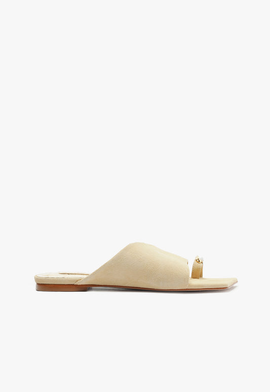 Jodie Flat Sandal Resort 25 5 Beige Nubuck - Schutz Shoes