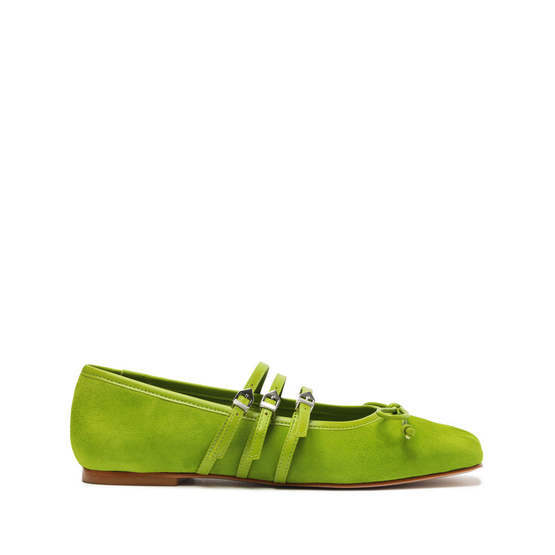 Arissa Strap Flat Flats Fall 24 5 Green Suede - Schutz Shoes