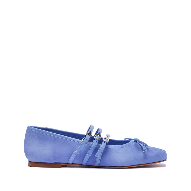 Arissa Strap Flat Flats Fall 24 5 Blue Suede - Schutz Shoes