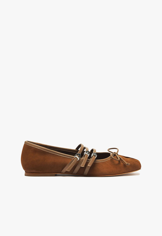 Arissa Strap Flat Flats Fall 24 5 Dark Caramel Suede - Schutz Shoes