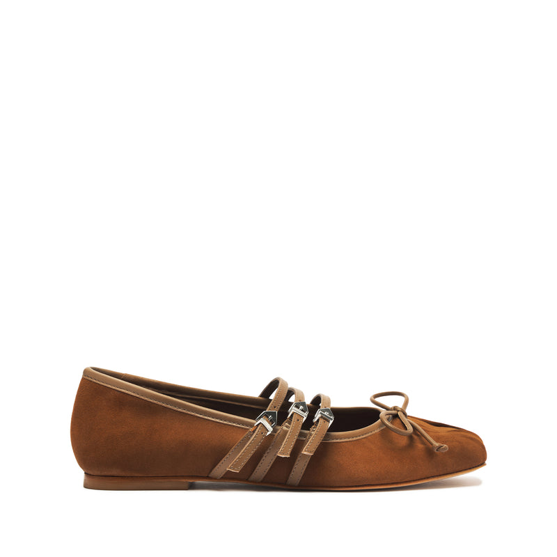 Arissa Strap Flat Flats Fall 24 5 Dark Caramel Suede - Schutz Shoes