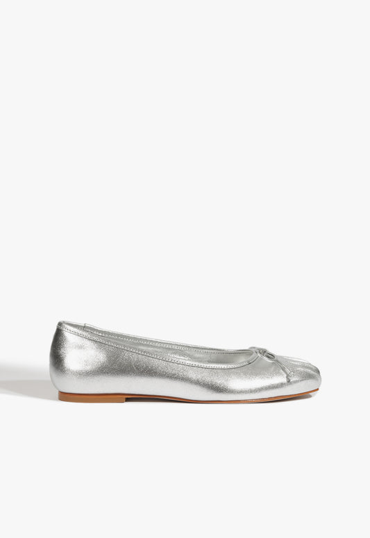 Arissa Draped Ballet Flat Flats Fall 24 5 Silver Metallic Leather - Schutz Shoes