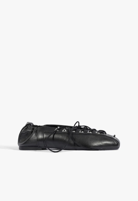 Lola Leather Flat Pre Fall 25 5 Black Leather - Schutz Shoes