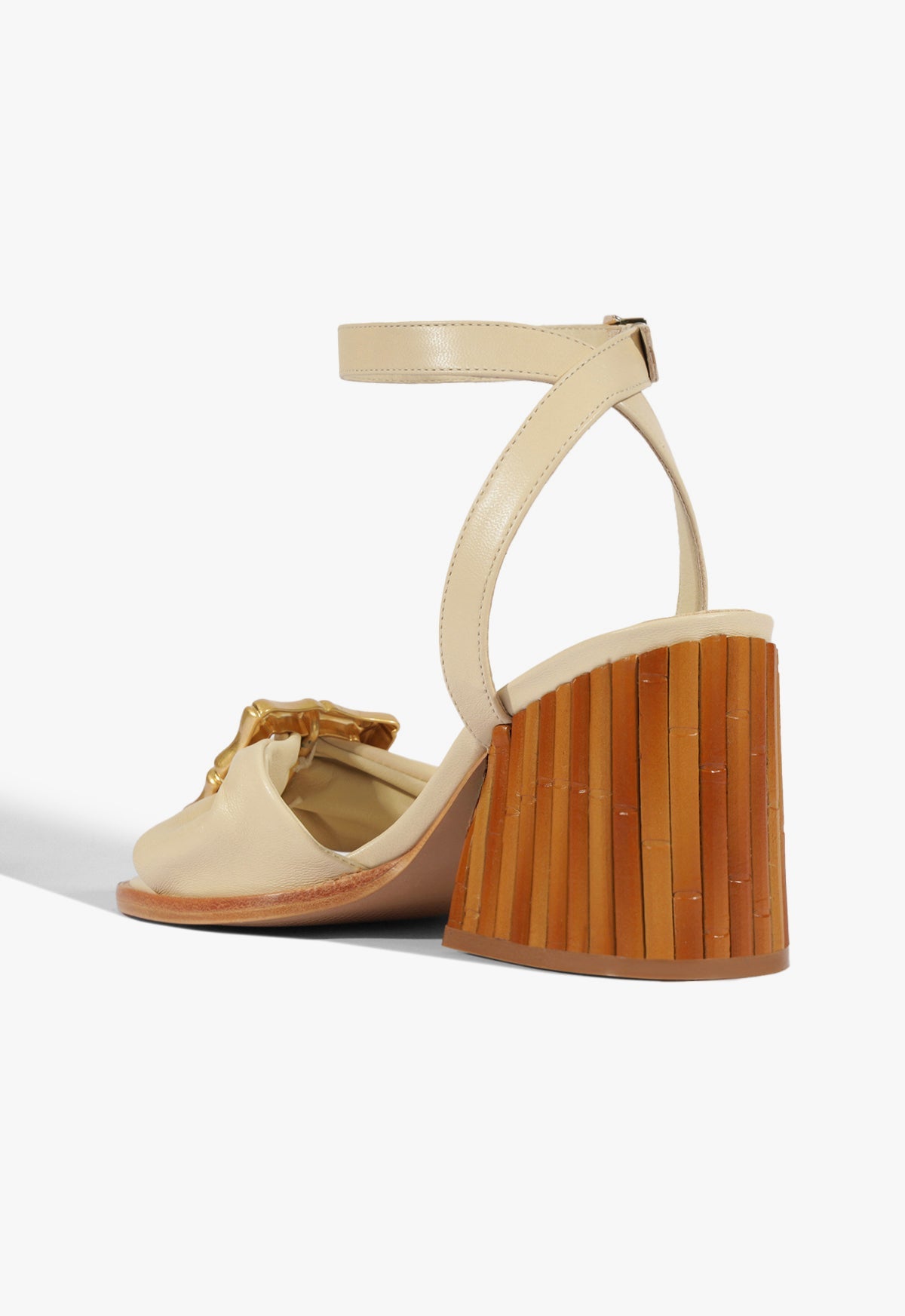 Enola Bamboo Mid Block Leather Sandal - Schutz Shoes