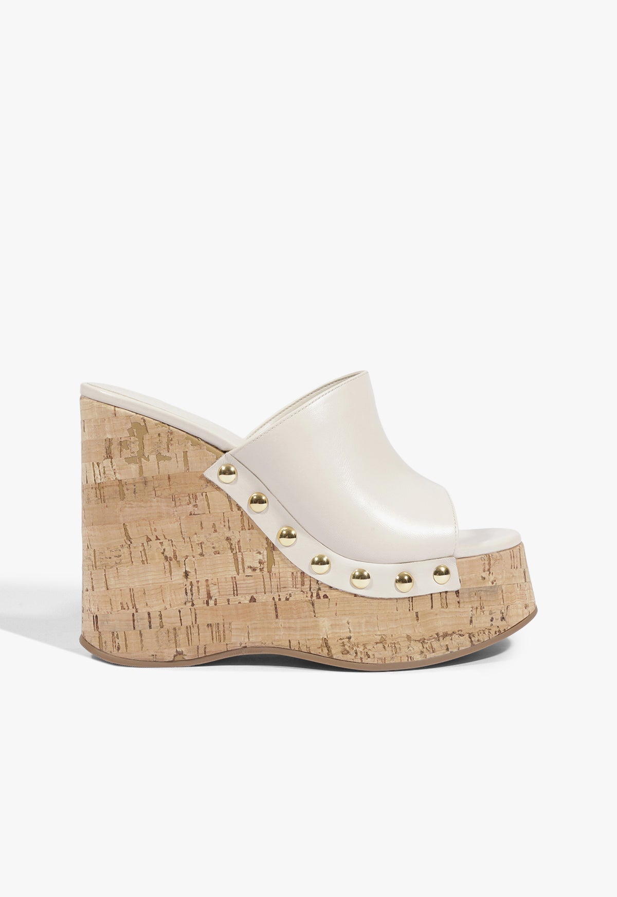 Dalle Studs Leather Sandal 5 Sugar White Leather - Schutz Shoes