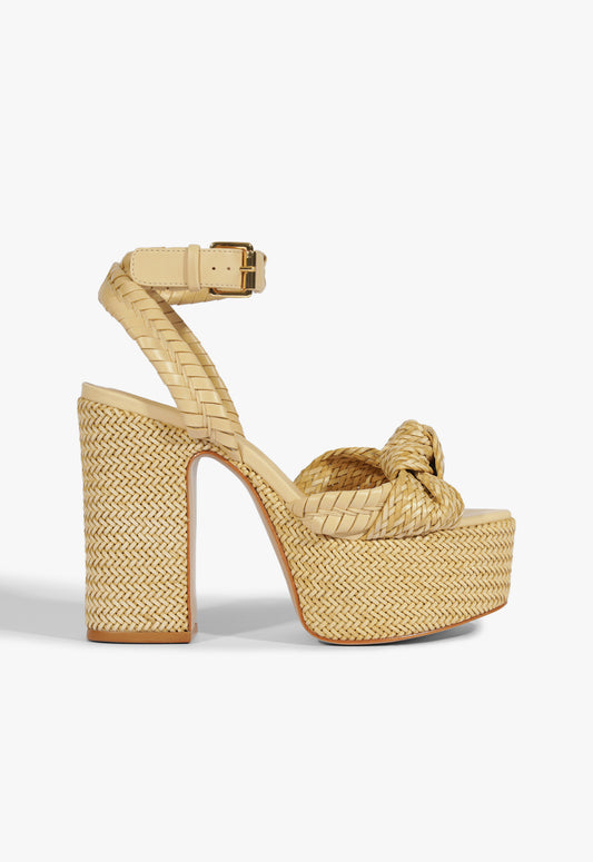 Khari Platform Leather Sandal Spring 25 5 Beige Synthetic - Schutz Shoes