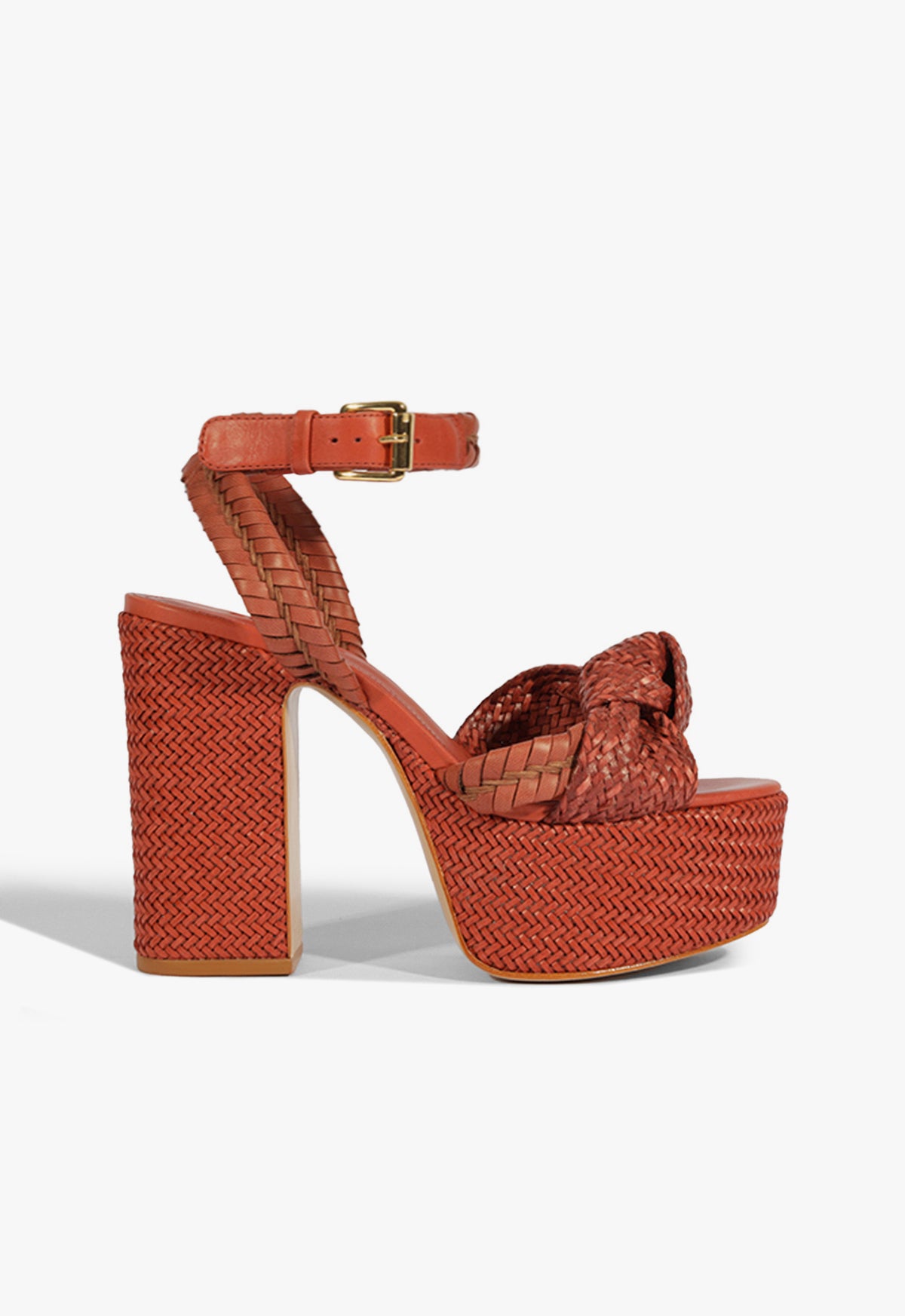 Khari Platform Leather Sandal Spring 25 5 Orange Synthetic - Schutz Shoes