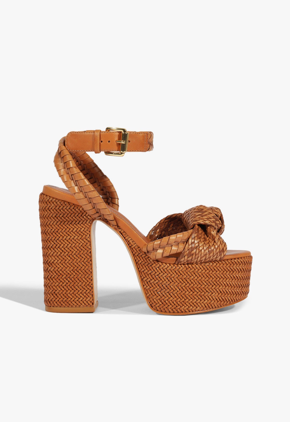 Khari Platform Leather Sandal Spring 25 5 Brown Synthetic - Schutz Shoes