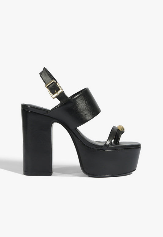 Mandy Platform Leather Sandal Resort 26 5 Black Leather - Schutz Shoes