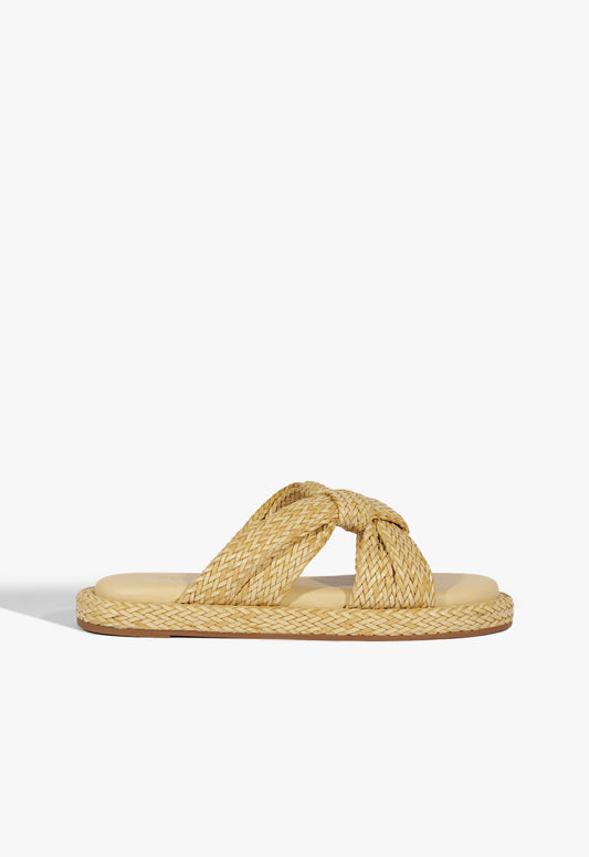 Kali Raffia Sandal Flats Spring 25 5 Beige Synthetic - Schutz Shoes