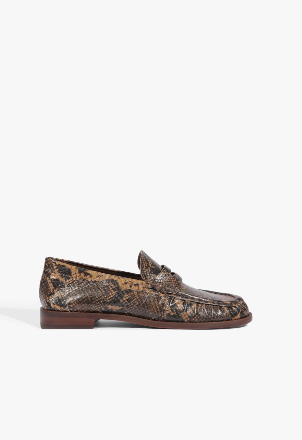 Tyche Flat 5 Pecan Brown Snake - Schutz Shoes