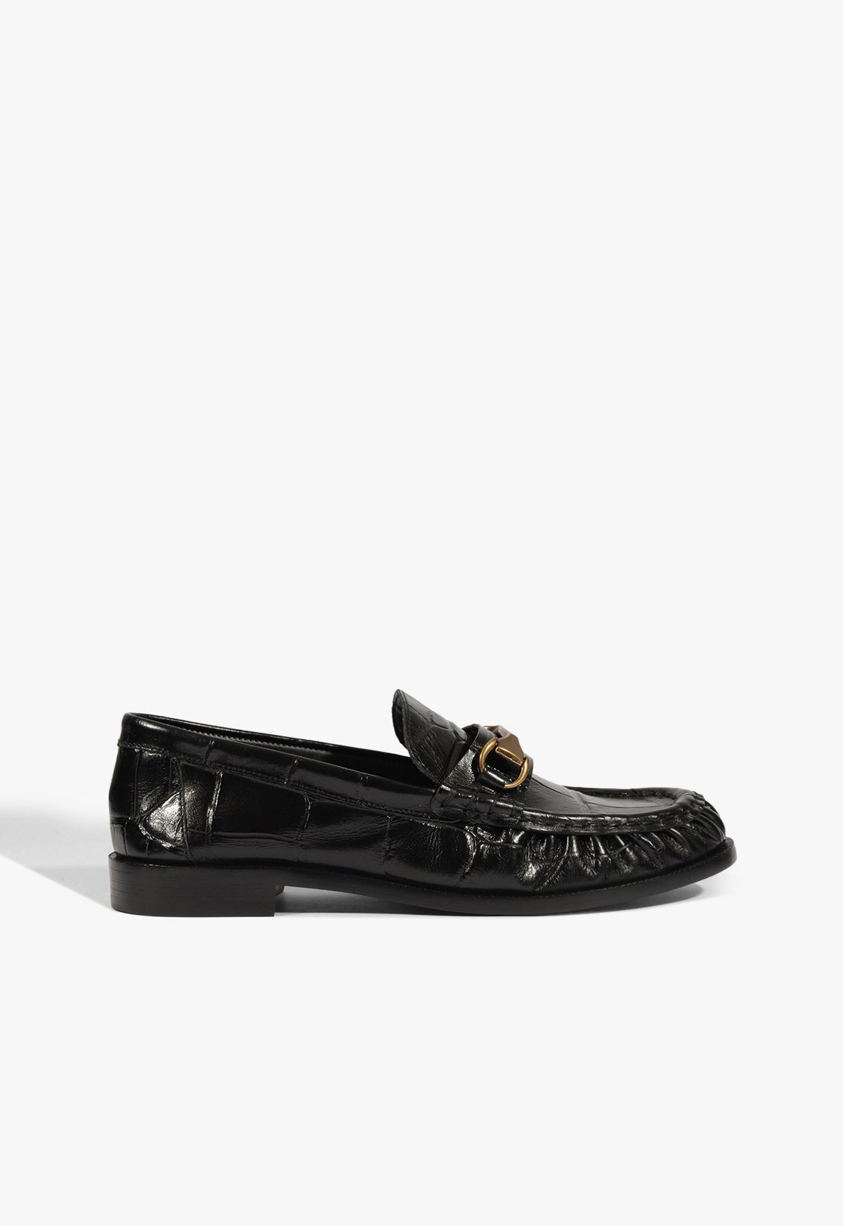 Yasmina Croc Flat FALL 25 5 Black Croc - Schutz Shoes