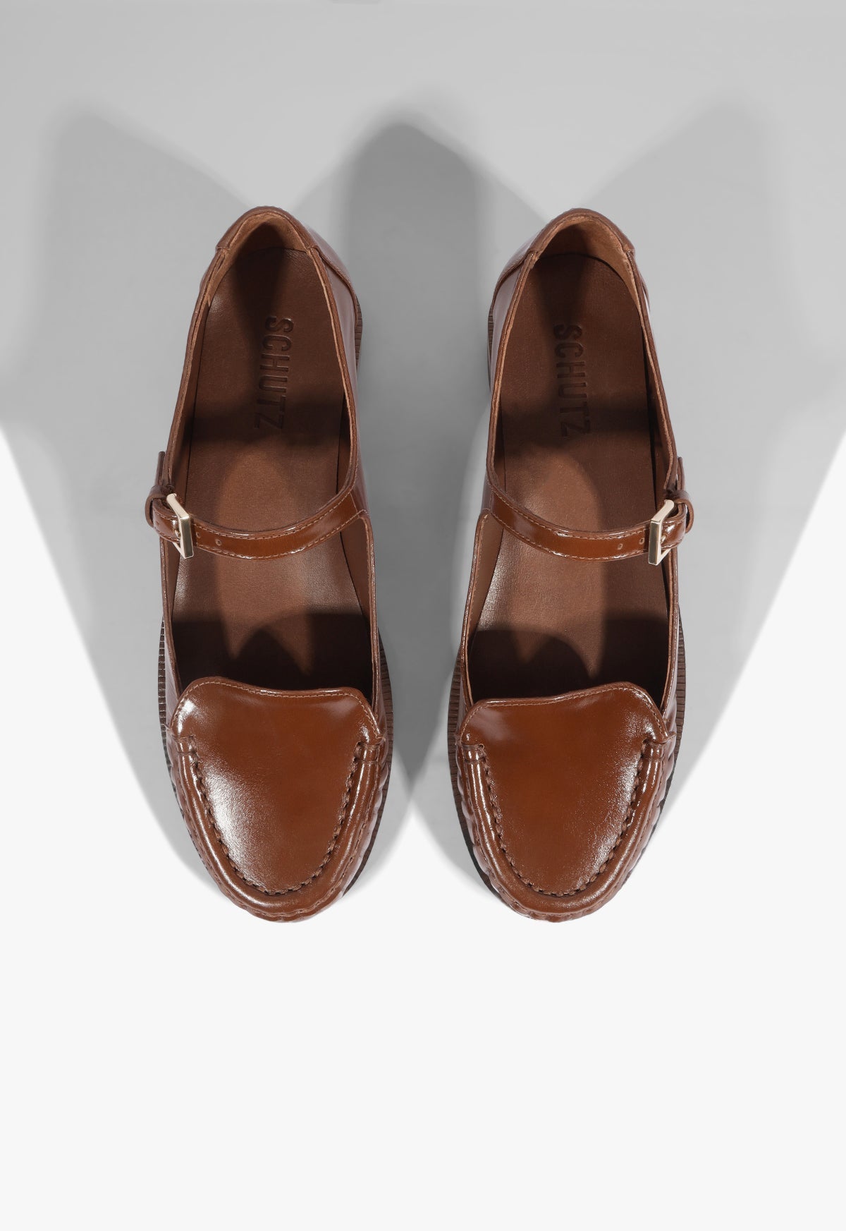 Tyla Buckle Leather Mary Jane Flat - Schutz Shoes