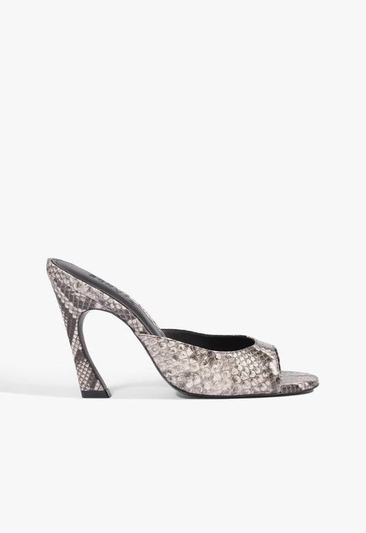 Noemie Leather Sandal 5 White Snake Print Leather - Schutz Shoes