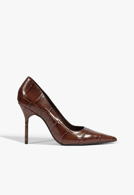 Gia Croc Pump FALL 25 5 Root Brown Croc - Schutz Shoes