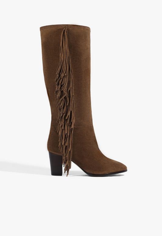 Tess Up Suede Boot 5 Pecan Brown Suede - Schutz Shoes