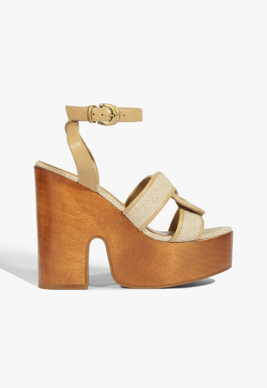 Rita Cutout Sandal 5 Ecru Olive Leather - Schutz Shoes