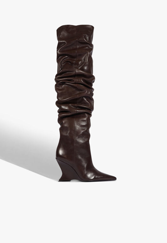 Siena OTK Slouch Leather Boot 5 Dark Brown Leather - Schutz Shoes