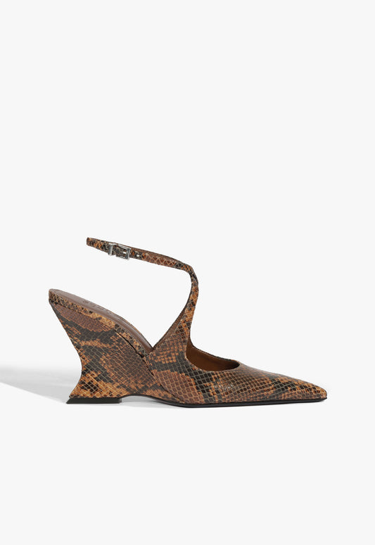 Siena X Pump Fall 25 5 Pecan Brown Snake - Schutz Shoes