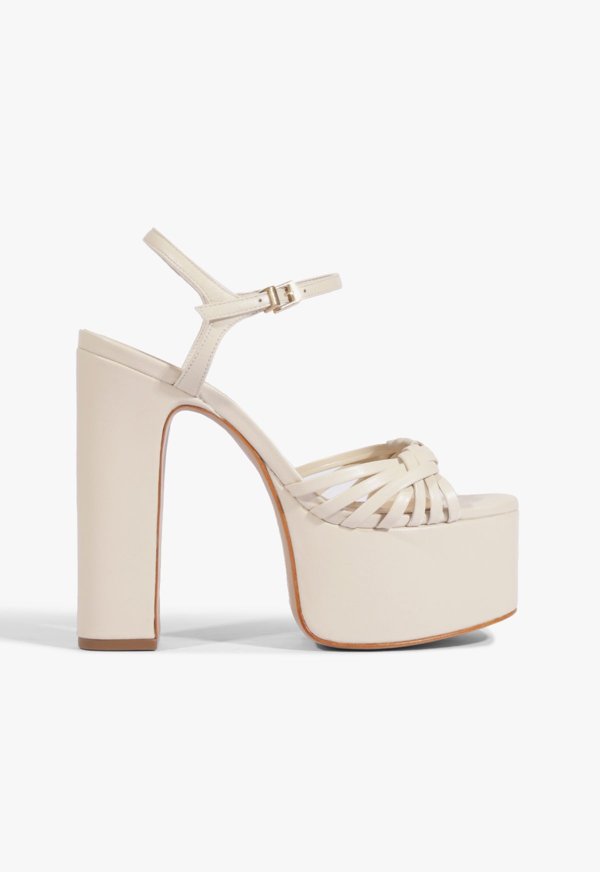 Tara Platform Leather Sandal 5 Sugar White Leather - Schutz Shoes