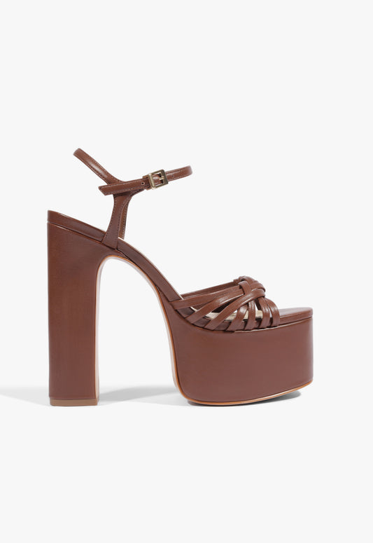 Tara Platform Leather Sandal 5 Cognac Leather - Schutz Shoes