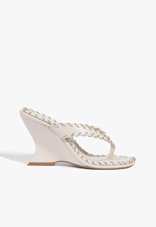 Maya Sewing Leather Sandal 5 Sugar White Leather - Schutz Shoes