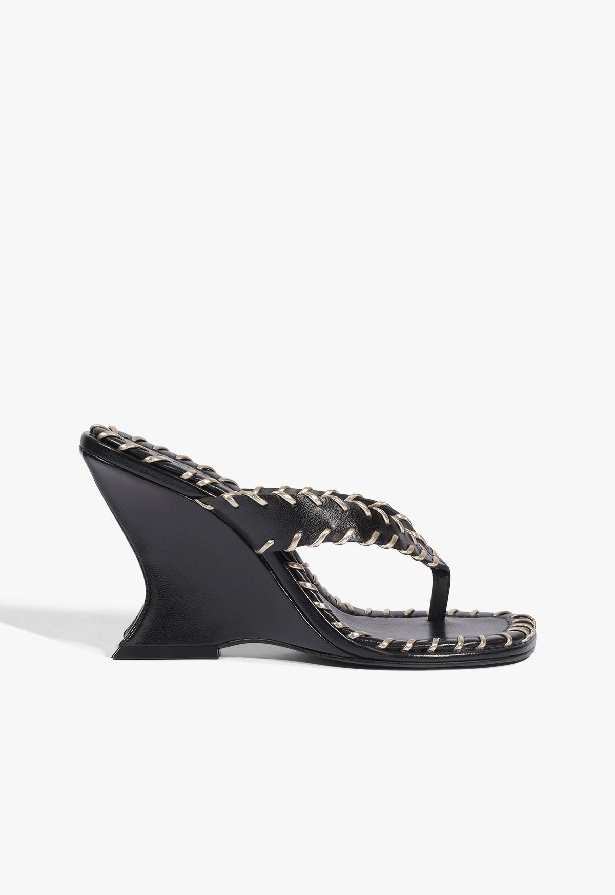 Maya Sewing Leather Sandal 5 Black Leather - Schutz Shoes
