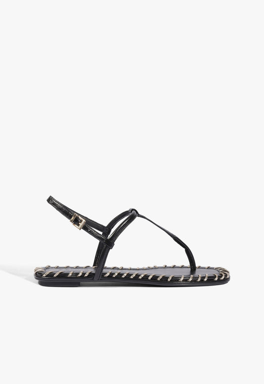 Elsha Sewing Leather Sandal 5 Black Leather - Schutz Shoes