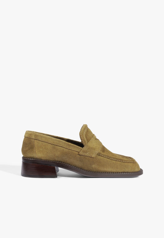 Renee Suede Loafer Flat 5 Dried Olive Suede - Schutz Shoes